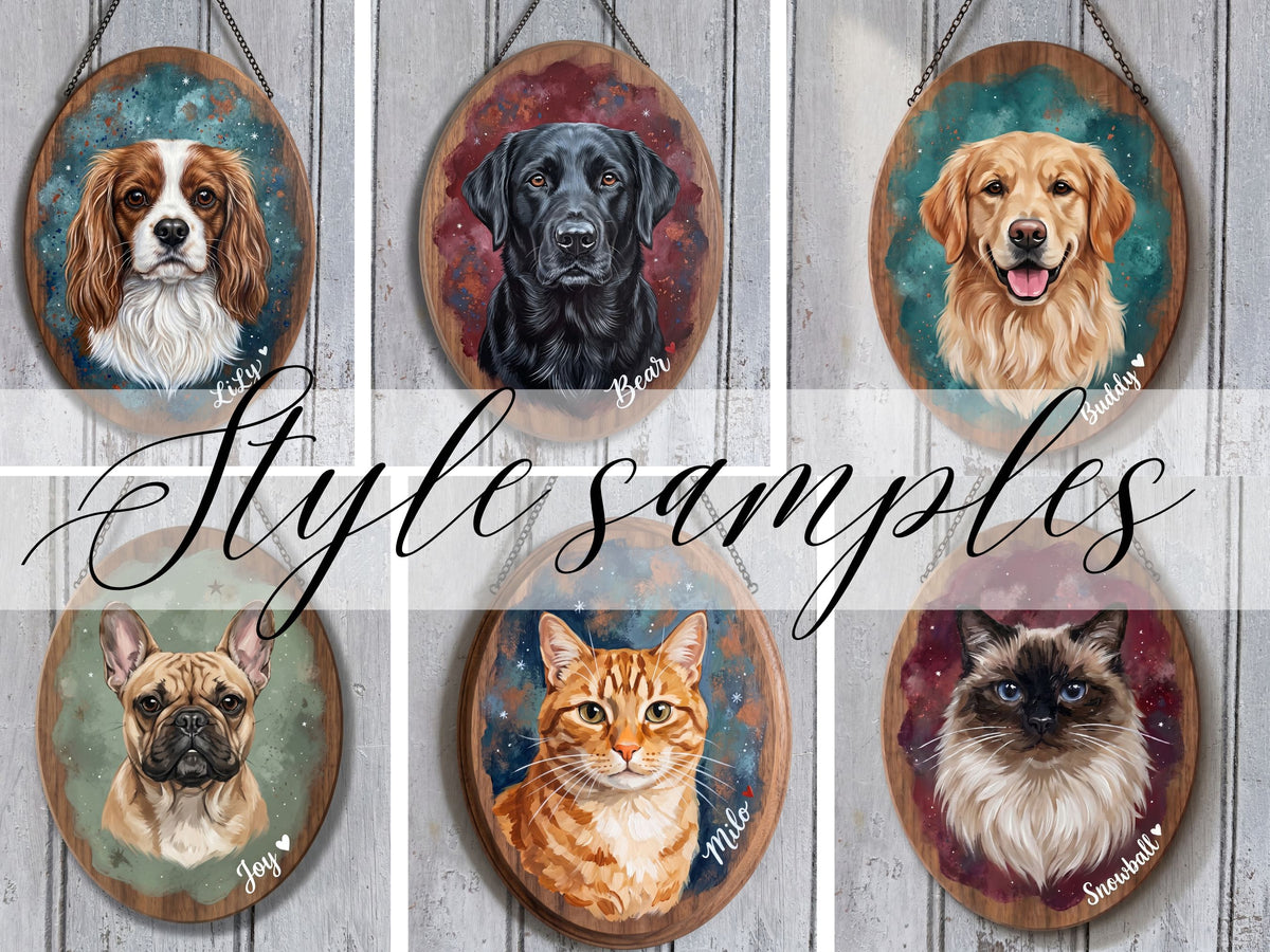 Custom Cat Portrait Painting on Wood from Your Photo
