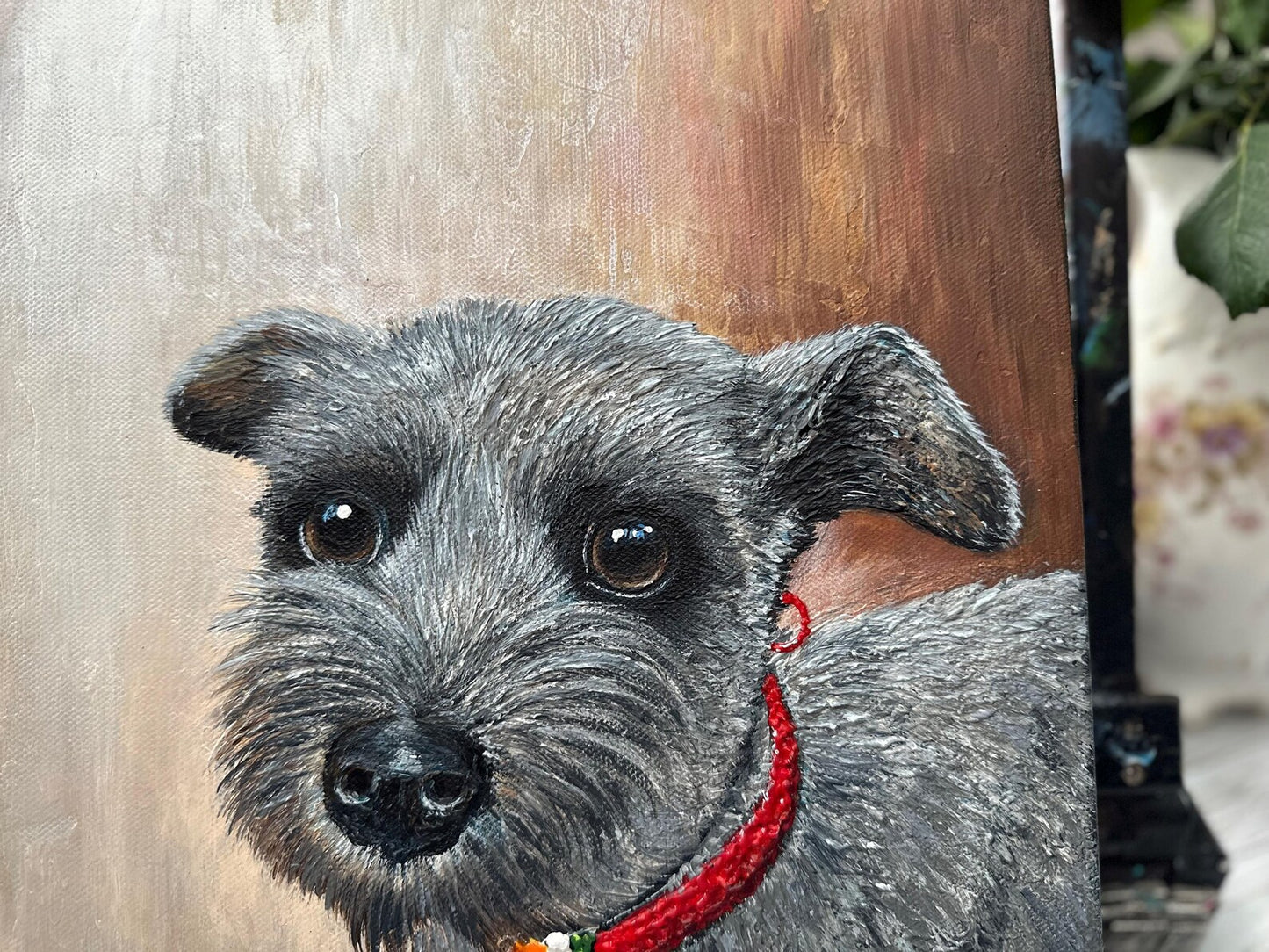 Custom Dog Portrait Painting, Hand Painted Acrylic Pet Art, Personalized Canvas Gift