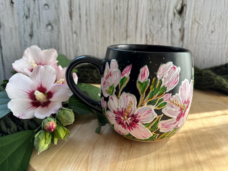 Hand Painted Rose of Sharon Tree Mug