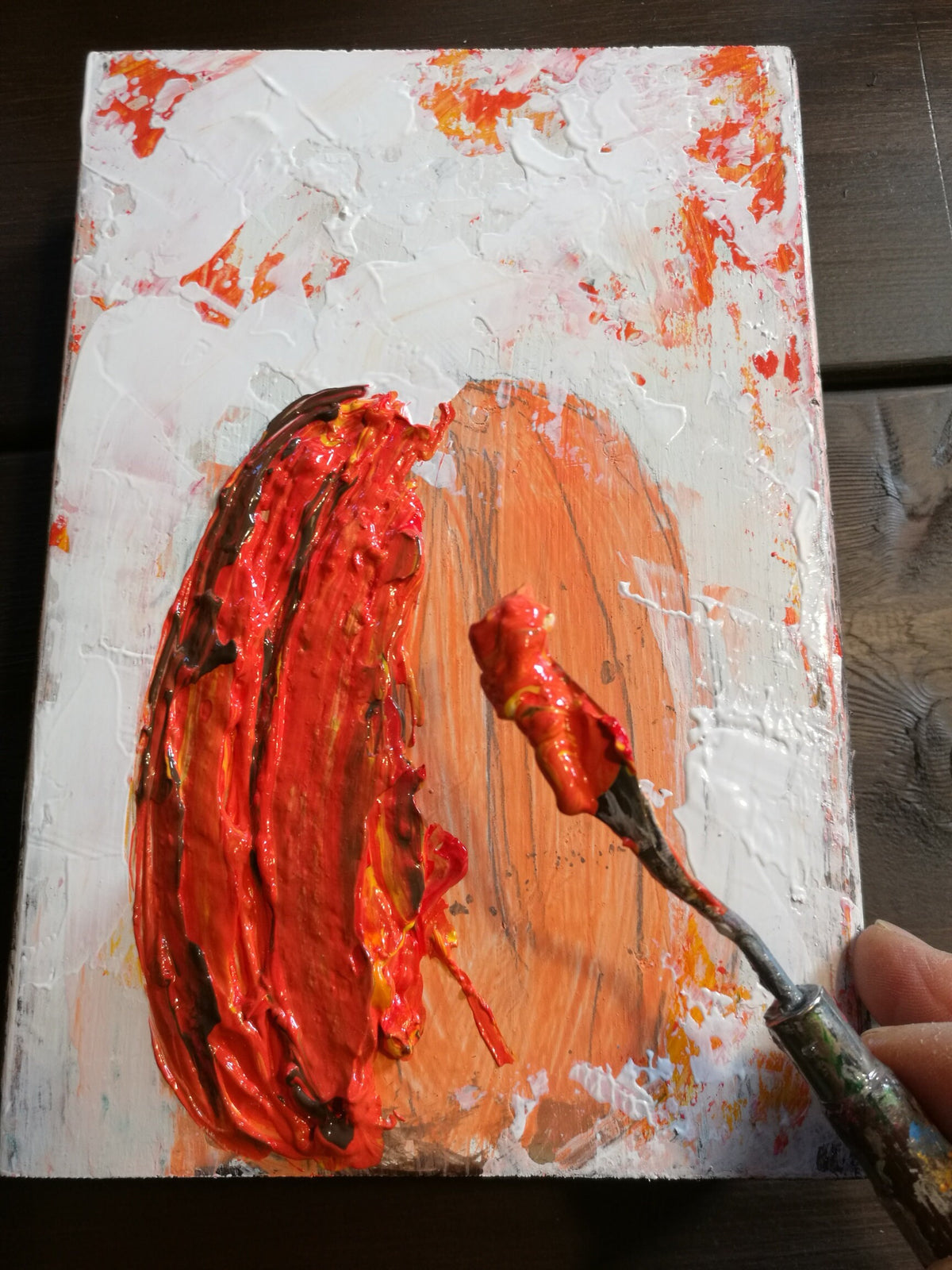 Tall Pumpkin Painting on Wood, 5.5x8"