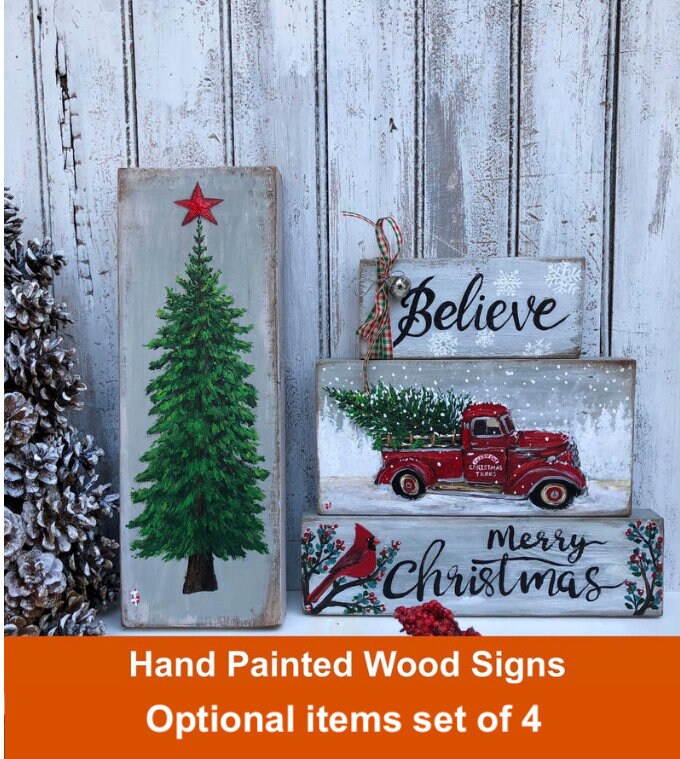 Red Christmas truck wood sign - photo 4