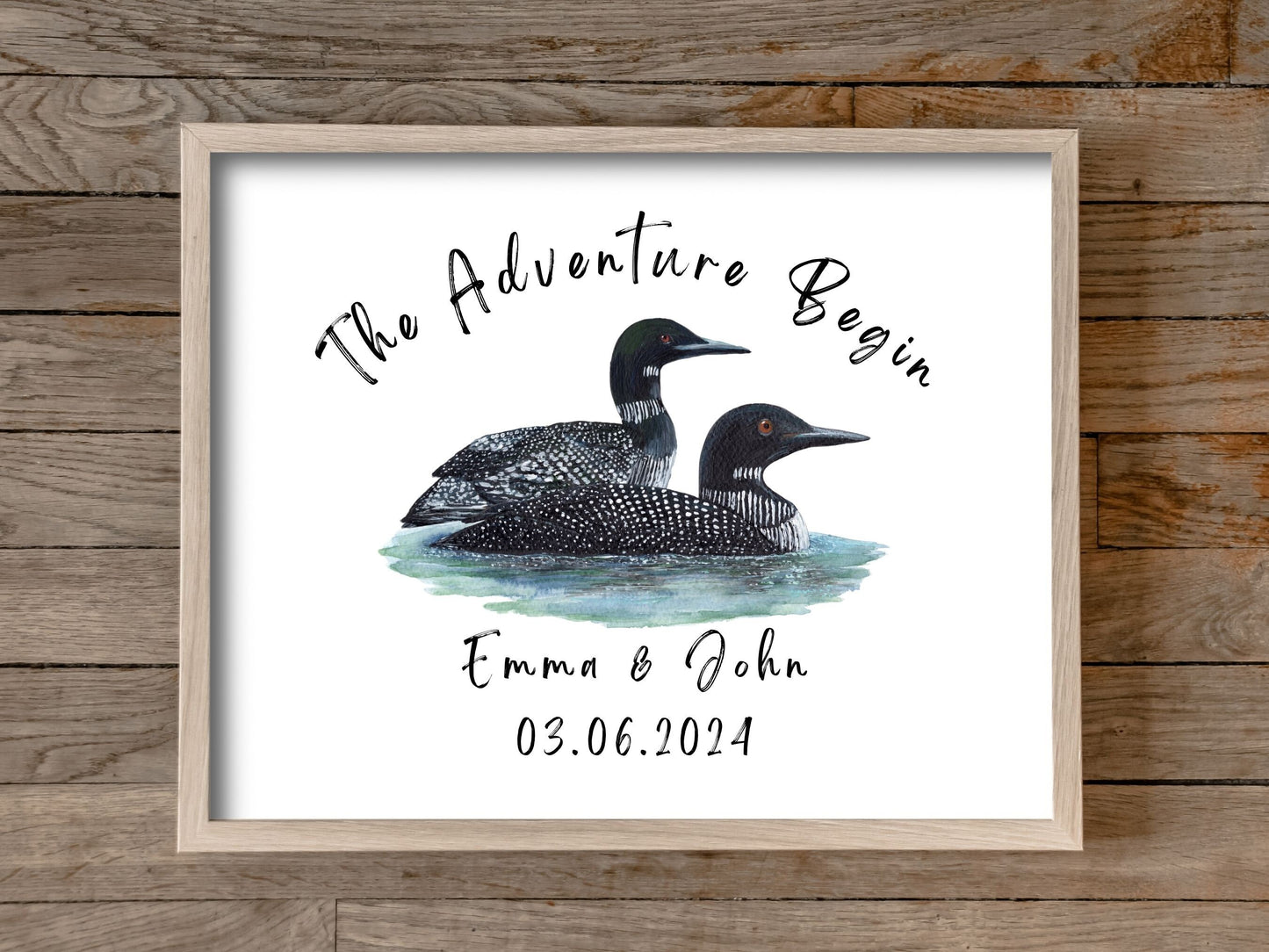 Personalized Loon Couple Art Print