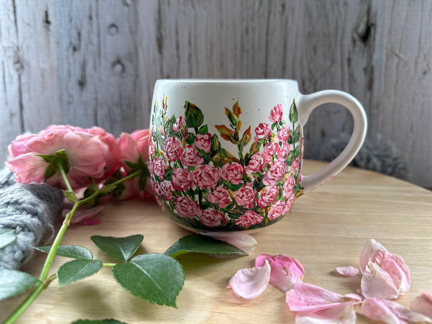 Hand Painted Rose Mug, Custom Birth Month Flower Mug, June Flower Mug, Rose Lover Gift, Personalized Name Cup, Gift for Mom, Teacher,