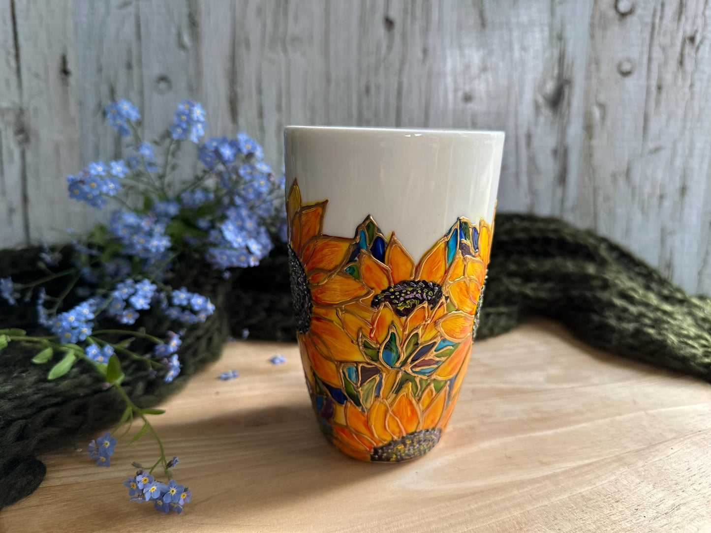 Hand Painted Sunflower Mug: Personalized Floral Gift