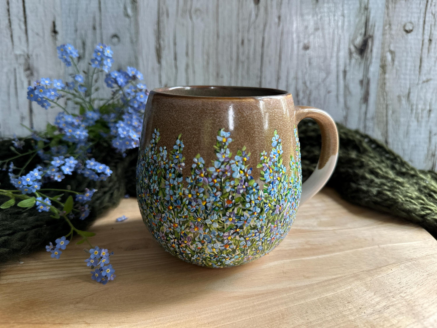Hand Painted Forget-Me-Not Mug: Personalized Floral Gift