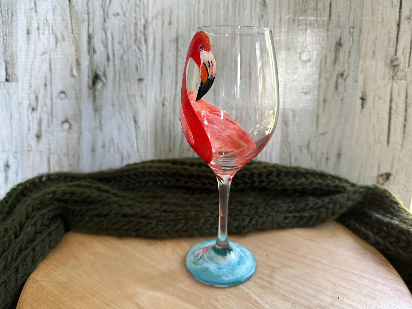 Hand-Painted American Flamingo Wine Glass: Bird Lover Gift