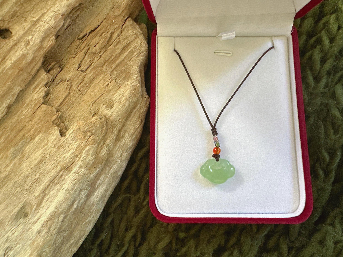 Lucky Jade Cloud Necklace: Hand-Carved Green Jade Jewelry