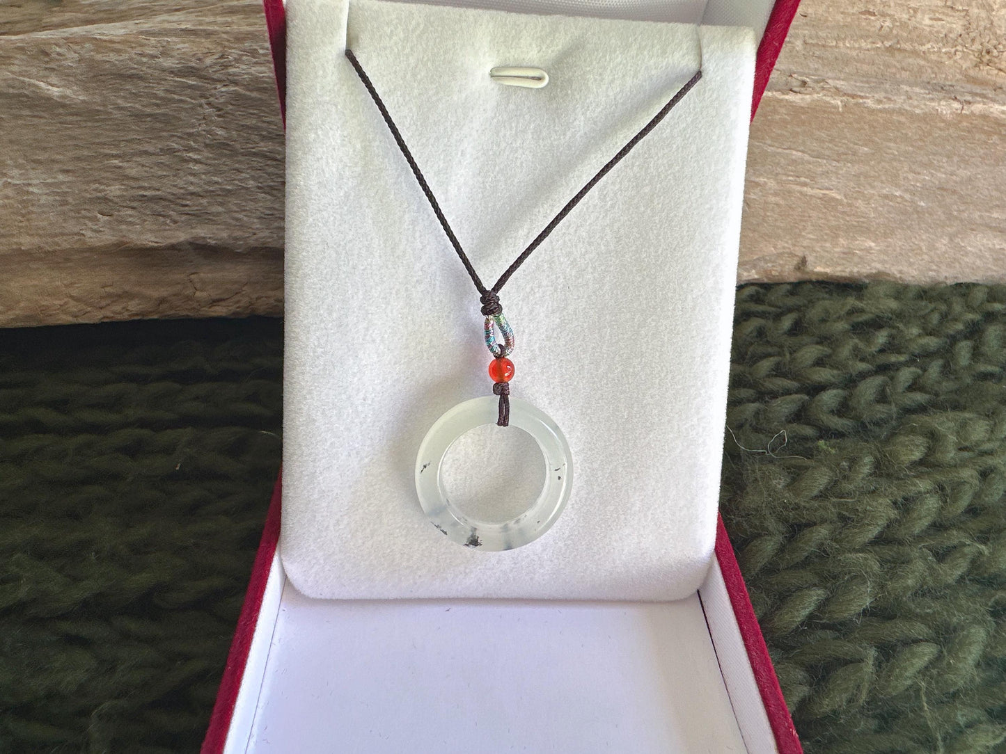 Round Circle Jade Necklace, Natural Black & White Jade Pendant, Gemstone Gift, Boho Jewelry, Friend Gift, Jade Lover Gift