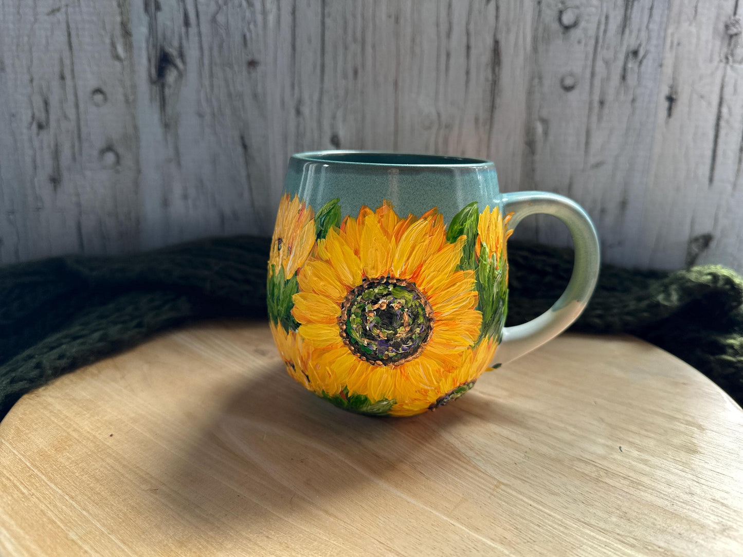 Hand Painted Sunflower Mug, Large 20oz Mug, Fall Flower Gift, Personalized Floral Gift, Sunflower Lover Gift, Thanksgiving Gift For Mom