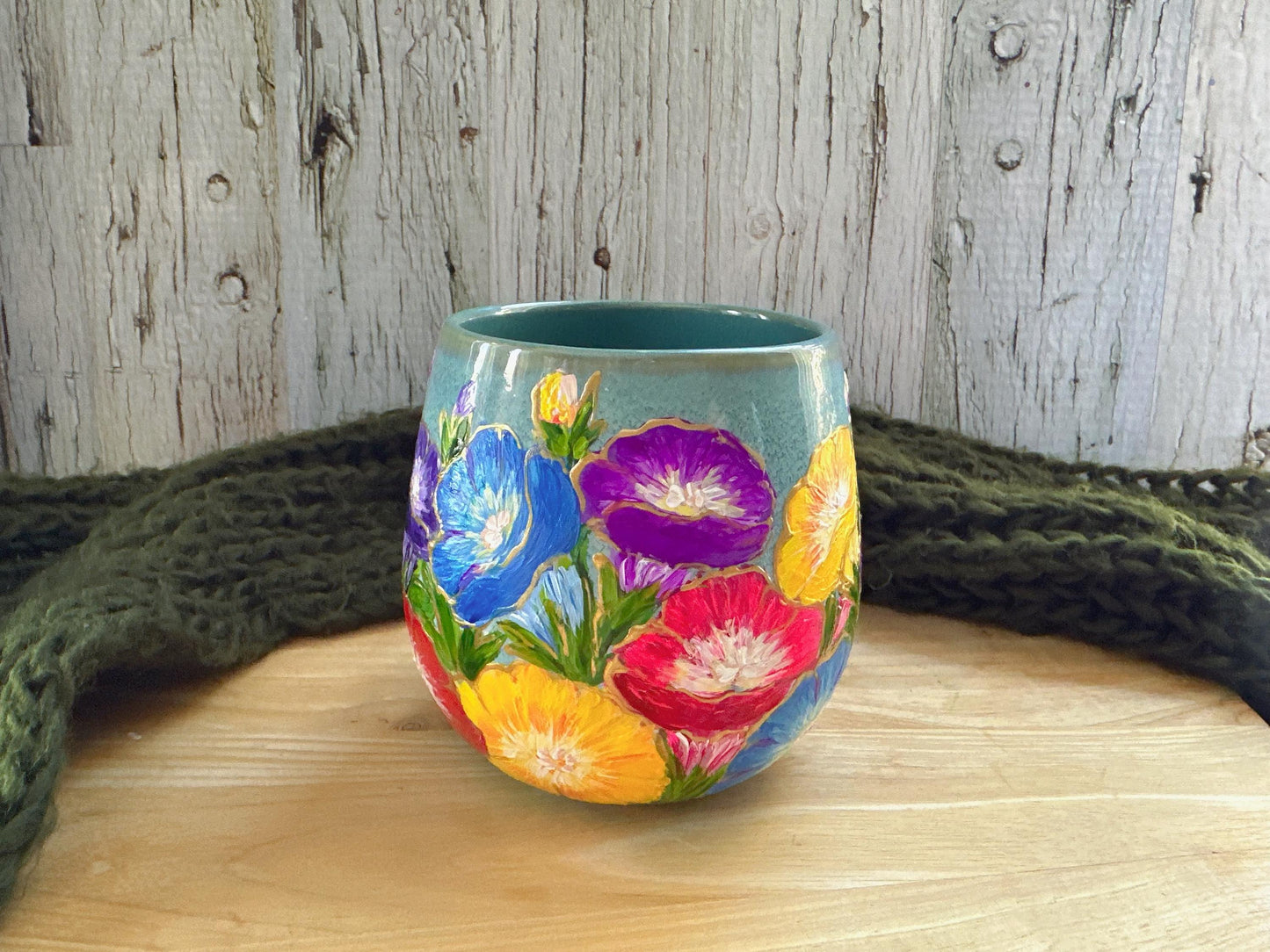 Hand-Painted Morning Glory Flower Mug, 20oz, Birth Month Flower Gift, Floral Lover Cup, Mother's Day
