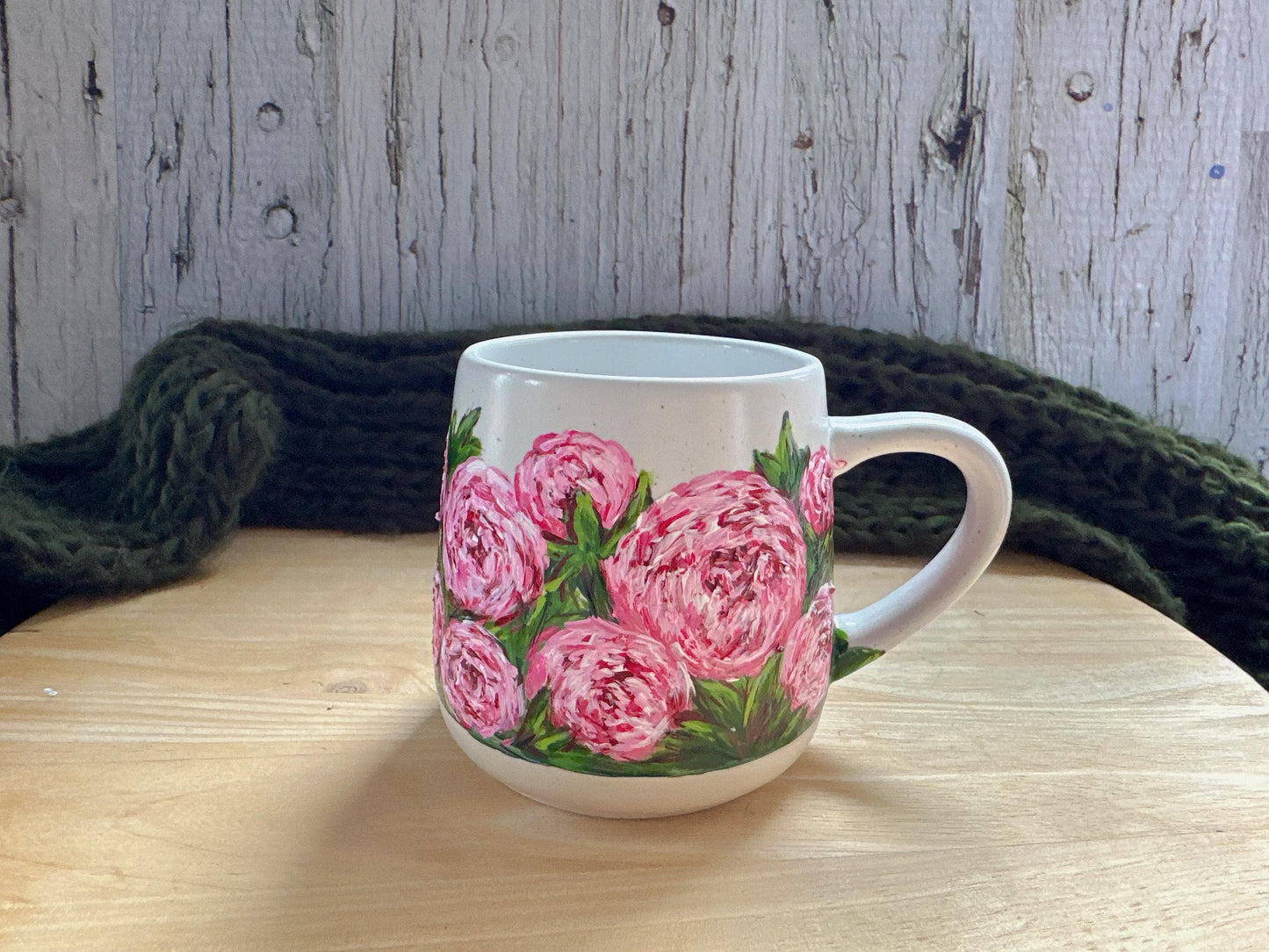 Hand Painted Peony Mug, Custom Flower Mug, Pink Peony Mug, Peony Lover Gift, Personalized Name Cup, Gift for Mom, Teacher, Sister, Grandma
