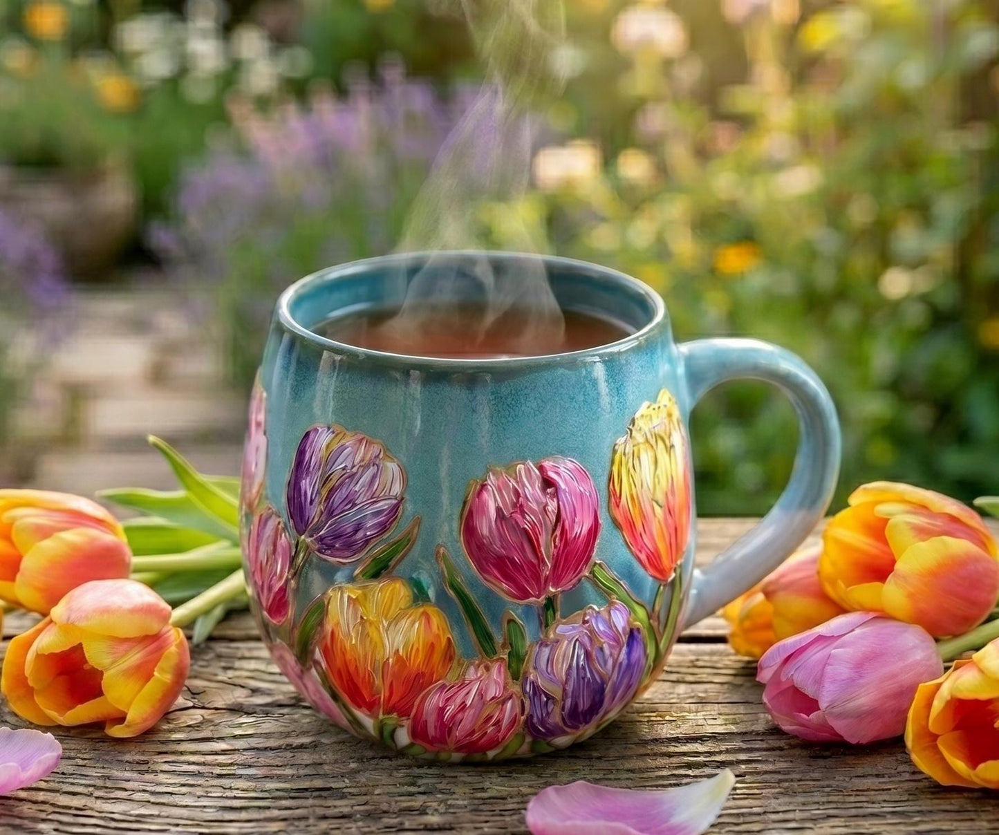Hand Painted Tulip 20oz Mug: Personalized Floral Gift