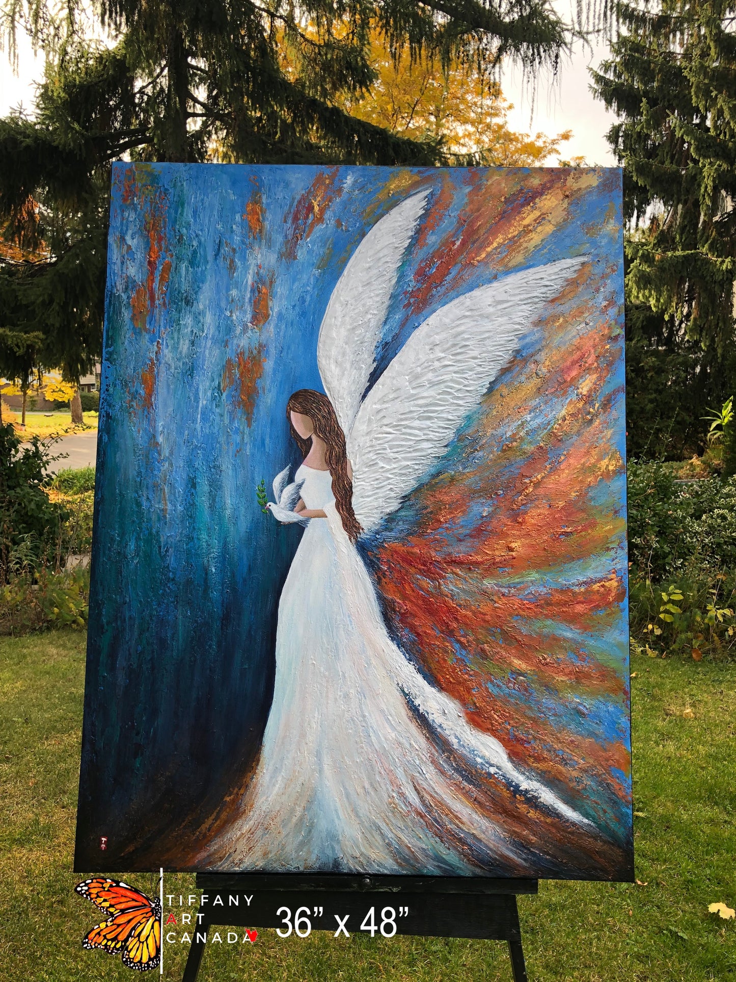 Original Angel and Dove Painting