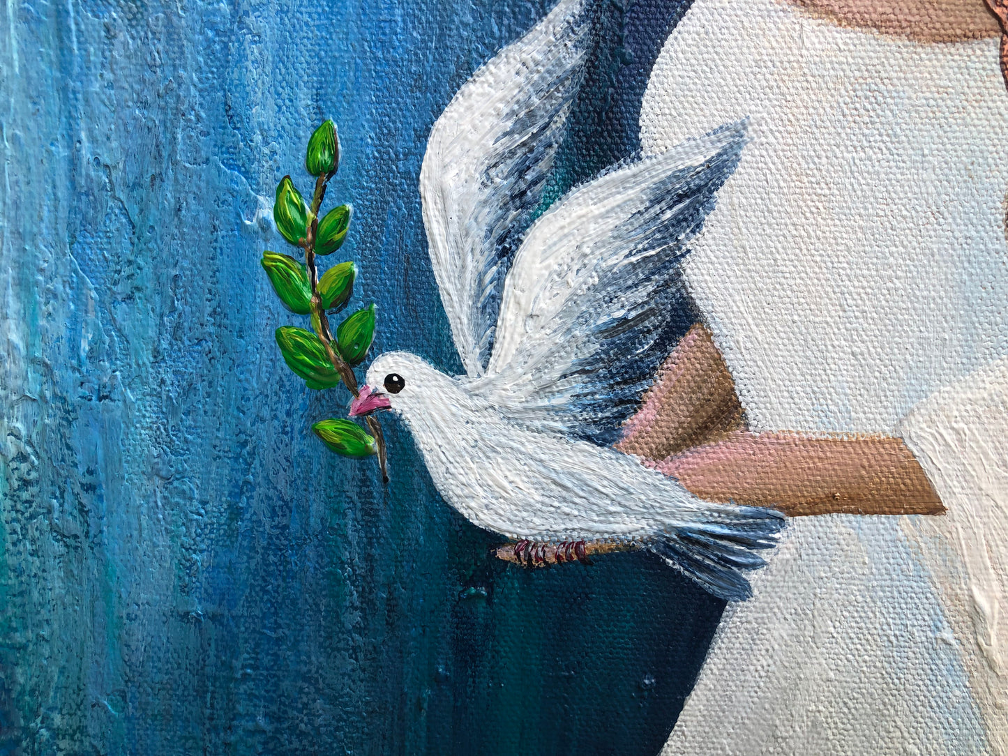 Original Angel and Dove Painting