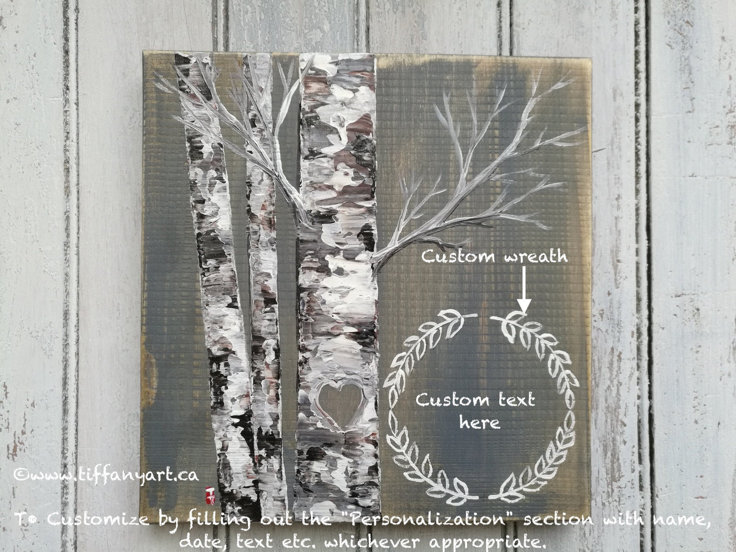 Personalized Birch Tree Painting | Wedding Gift For Couple