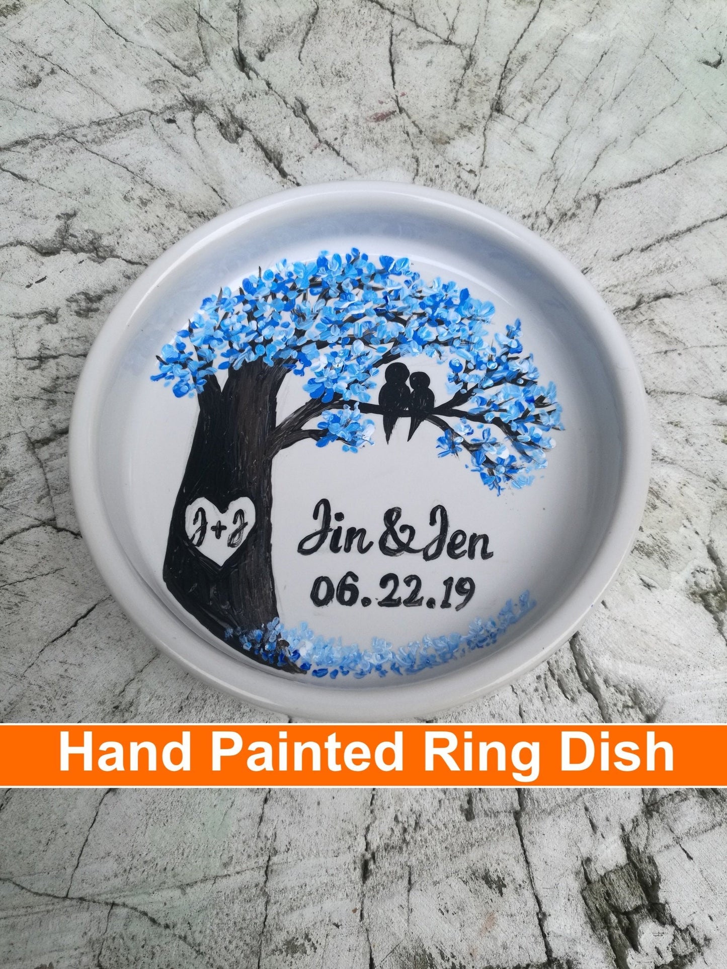 Wedding Ring Dish | Personalized Wedding Ring Holder | Initials, Name & Date Jewelry Dish | Wedding Gift for Couple | Engagement Ring Dish