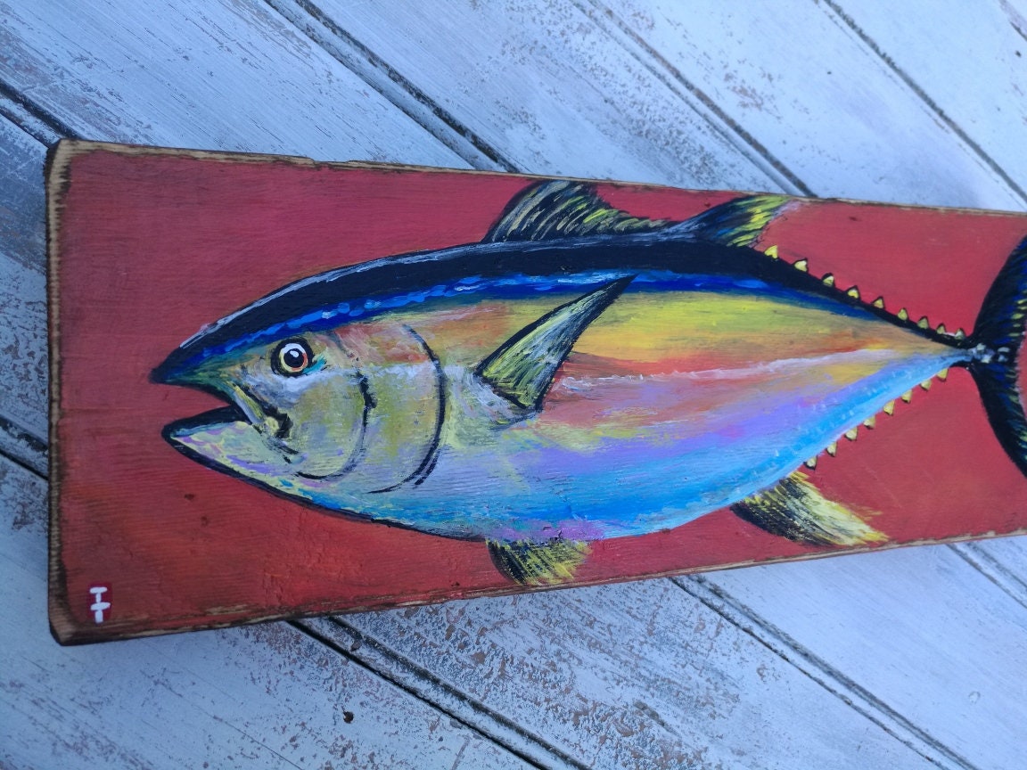 Fish painting on wood, Coastal Decor, Fishing Gifts for Men, Fishing gifts, Saltwater Fish art, Beach Decor, Fish Decor, Fish Wall Art,