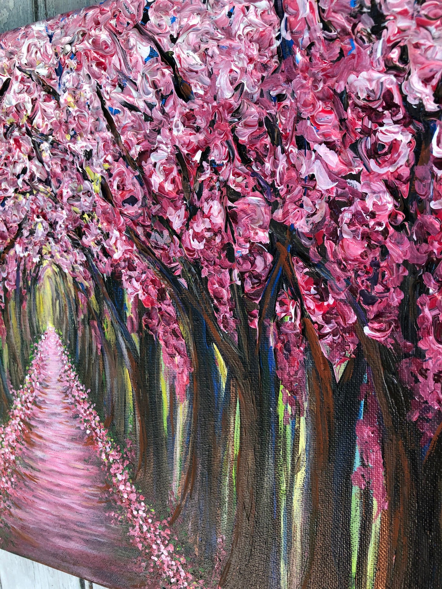 Cherry Tree Blossom Canvas Wall Art, Cherry Tree Original Painting, Pink Tree painting, Pink Art Decor, Spring tree Painting