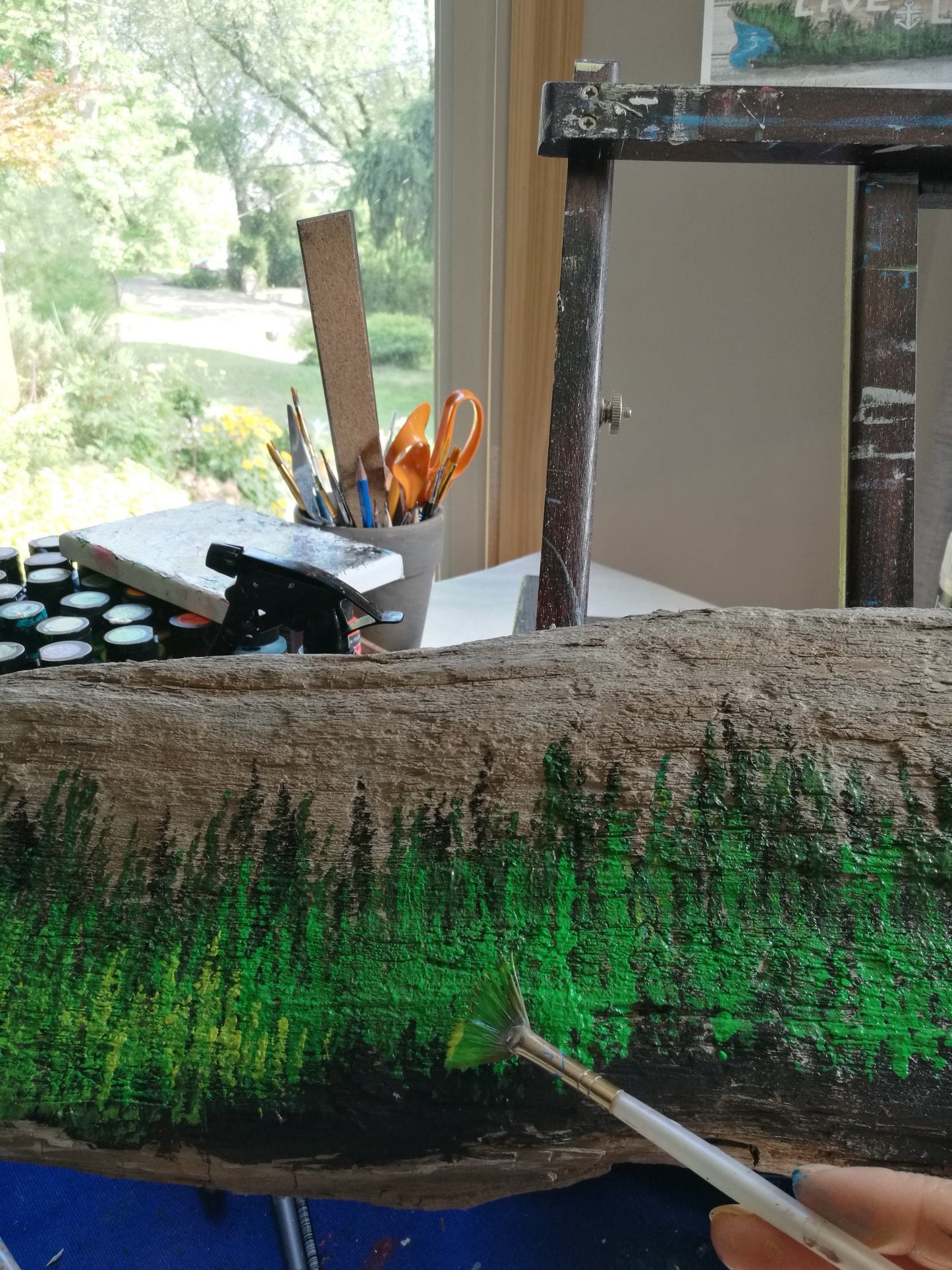 Live Love Lake Painting on Driftwood