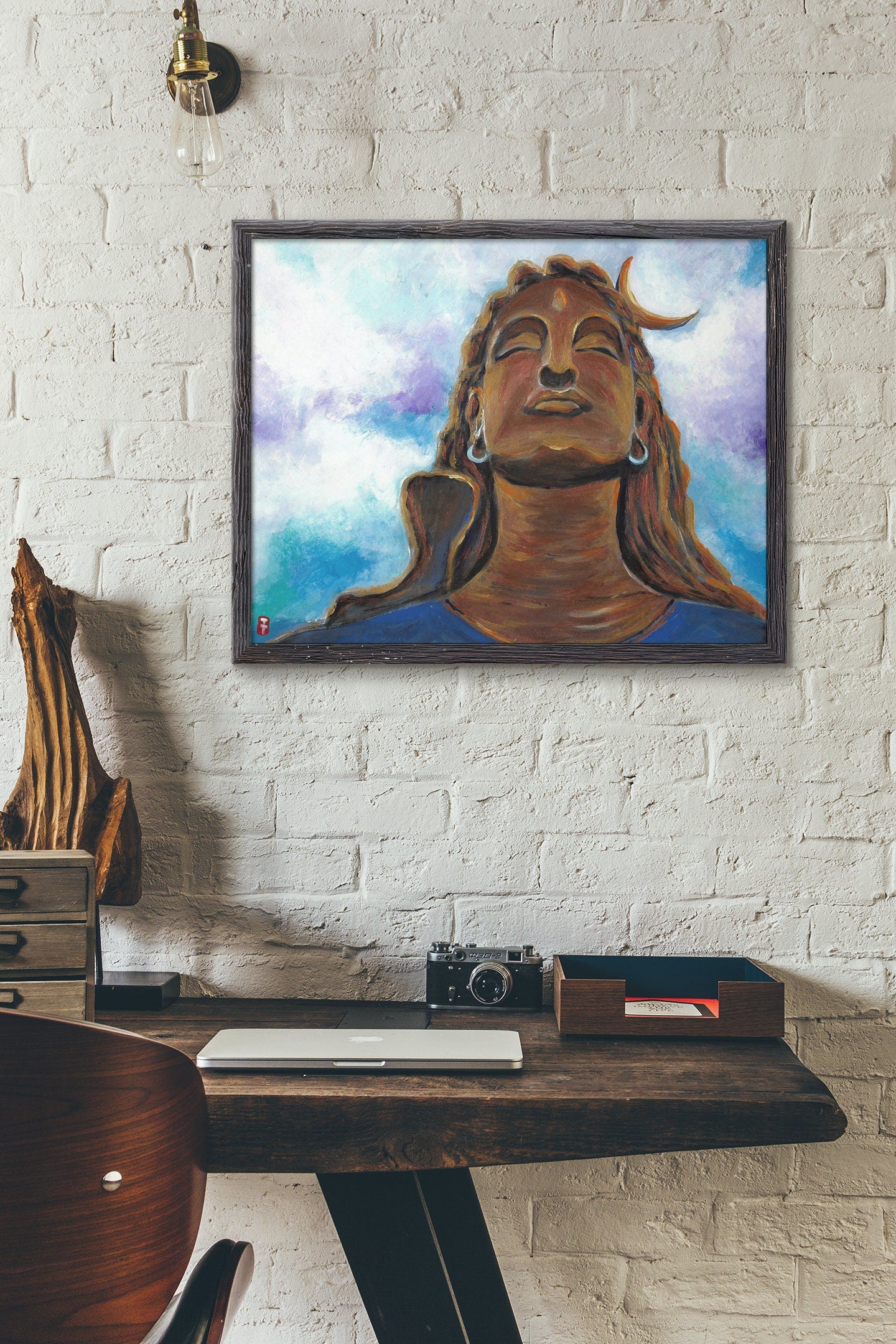 Lord shiva painting, Yoga studio decor, Meditation Art, Yoga Gift, Yoga Decor, Shiva Wall art, Meditation gifts, Spiritual wall art, Yoga