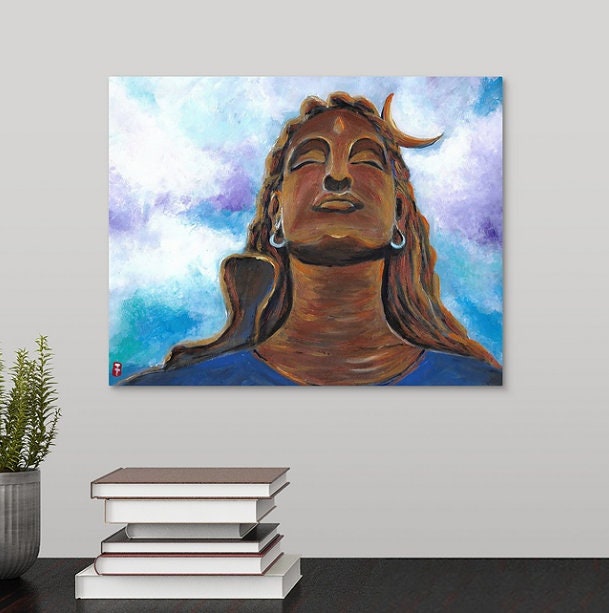 Lord shiva painting, Yoga studio decor, Meditation Art, Yoga Gift, Yoga Decor, Shiva Wall art, Meditation gifts, Spiritual wall art, Yoga
