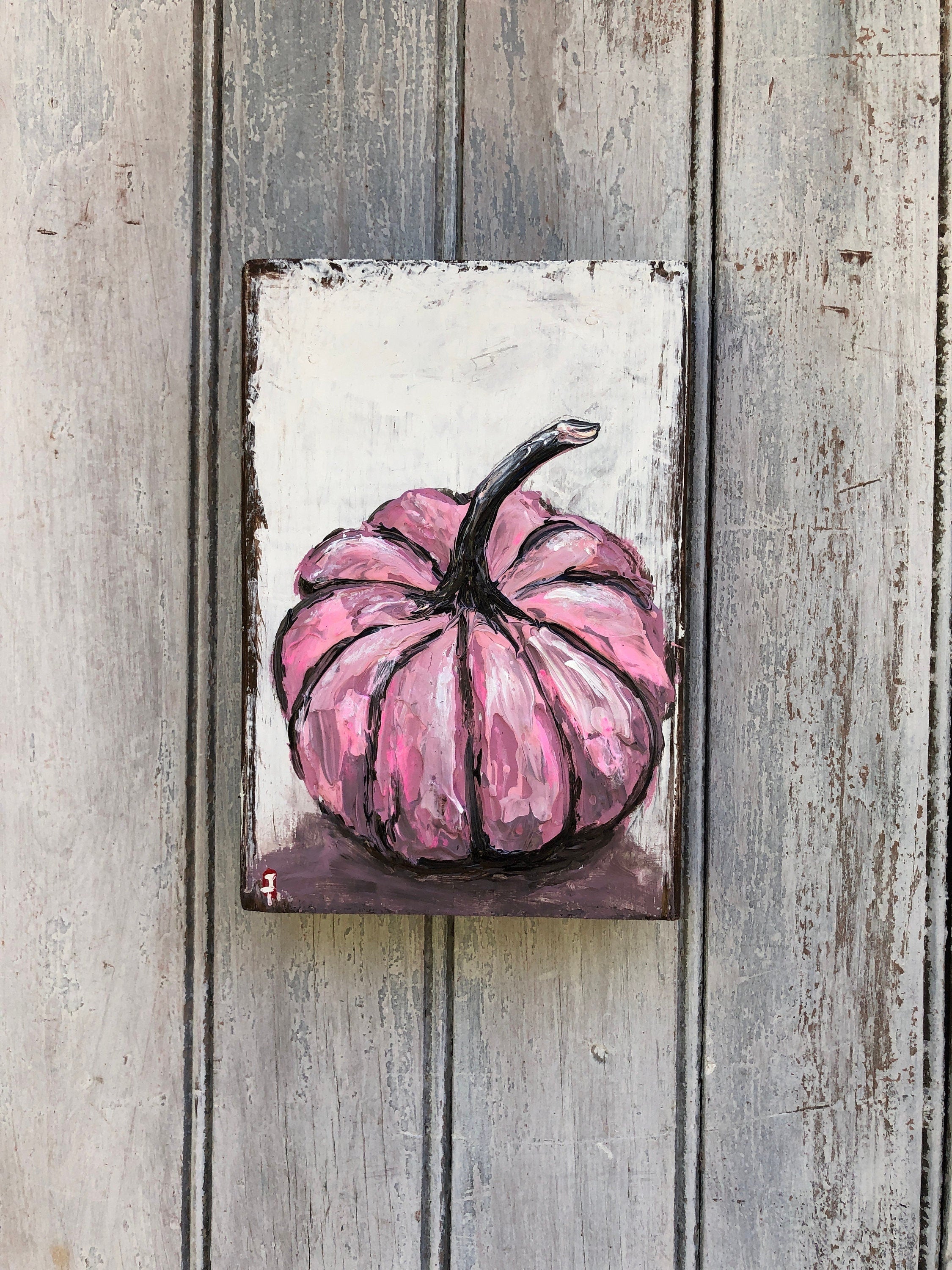 Pink pumpkin painting Pumpkin wall art Pumpkin decor Fall decor