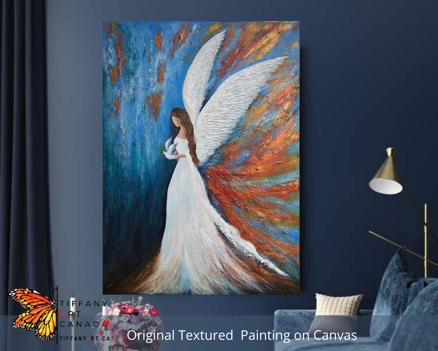 Original Angel and Dove Painting