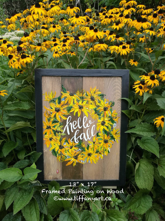 Hand painted Hello Fall sign, Thanksgiving decor