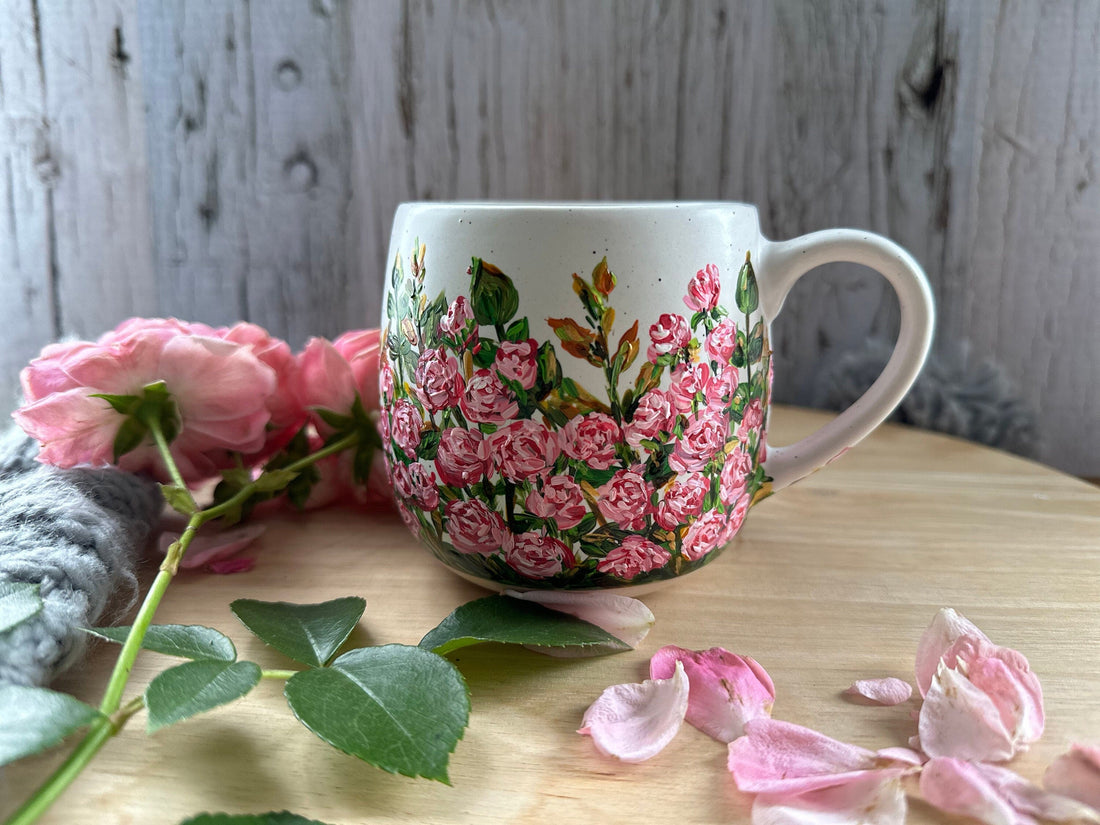 June's Birth Flower: A Hand Painted Pink Rose Mug for the Most Special People in Your Life