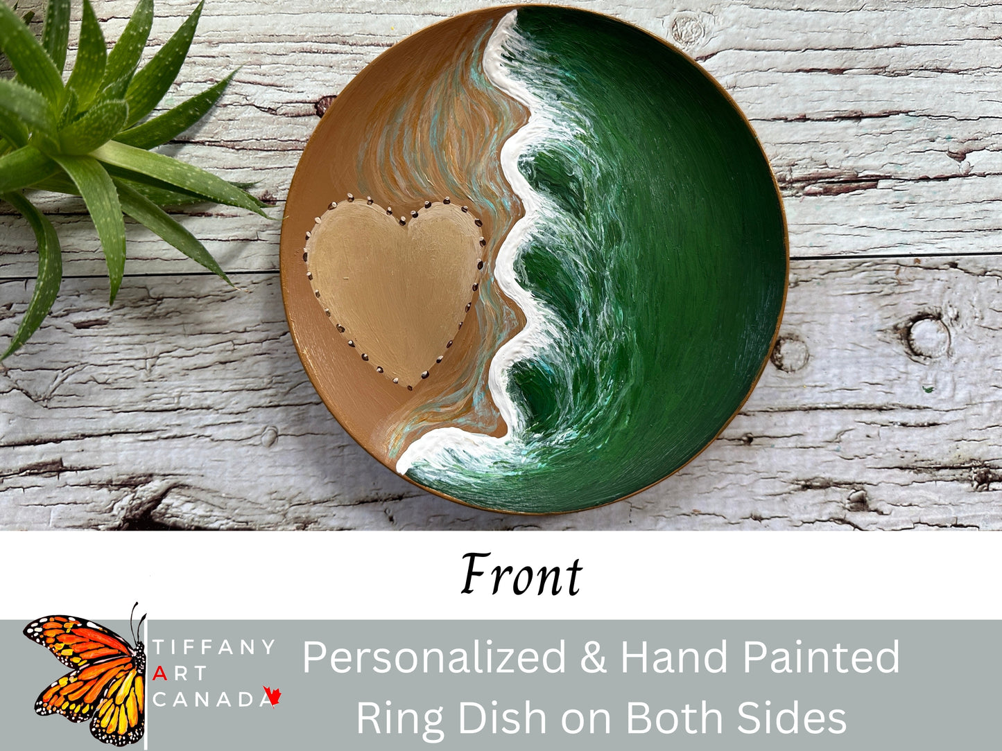 Hand Painted Beach Wedding Ring Dish