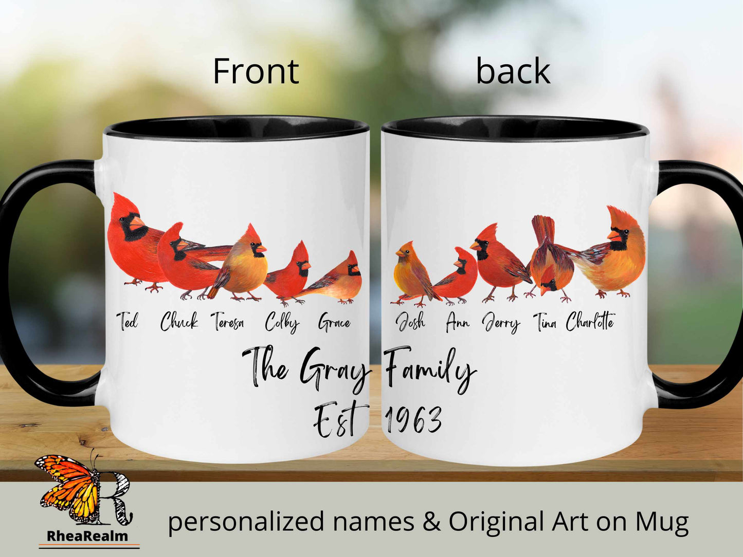 Personalized Cardinal Bird Family Mug