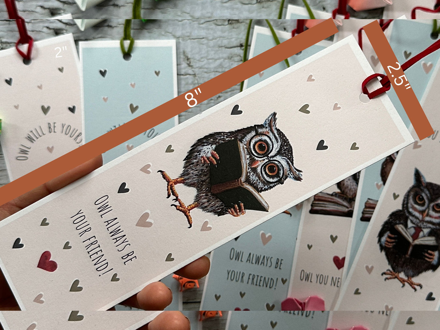 Digital Download 8 Owl Valentines Bookmark