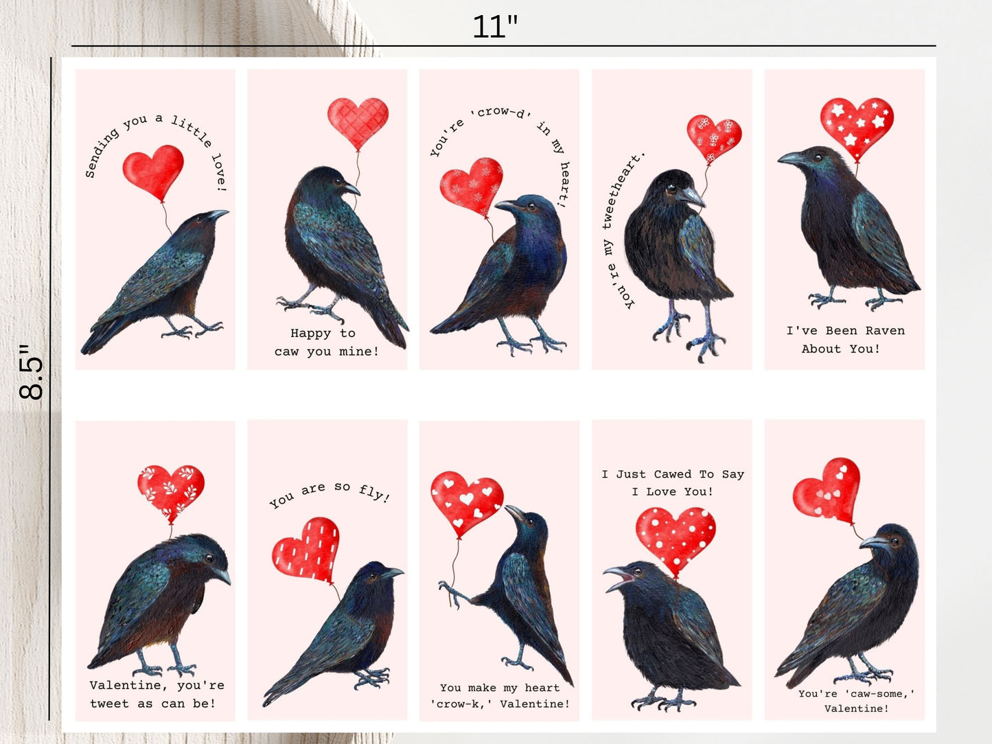 20 Min Crow Valentines Cards