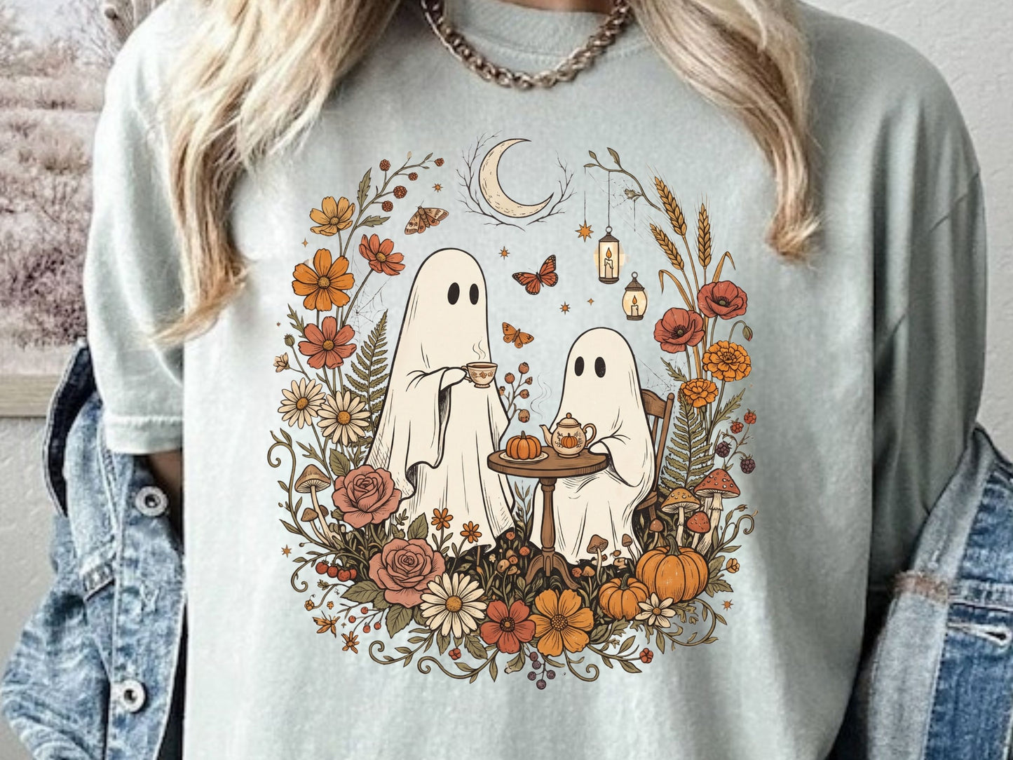 Ghost Tea Party T-Shirt | Cottagecore Halloween Tee