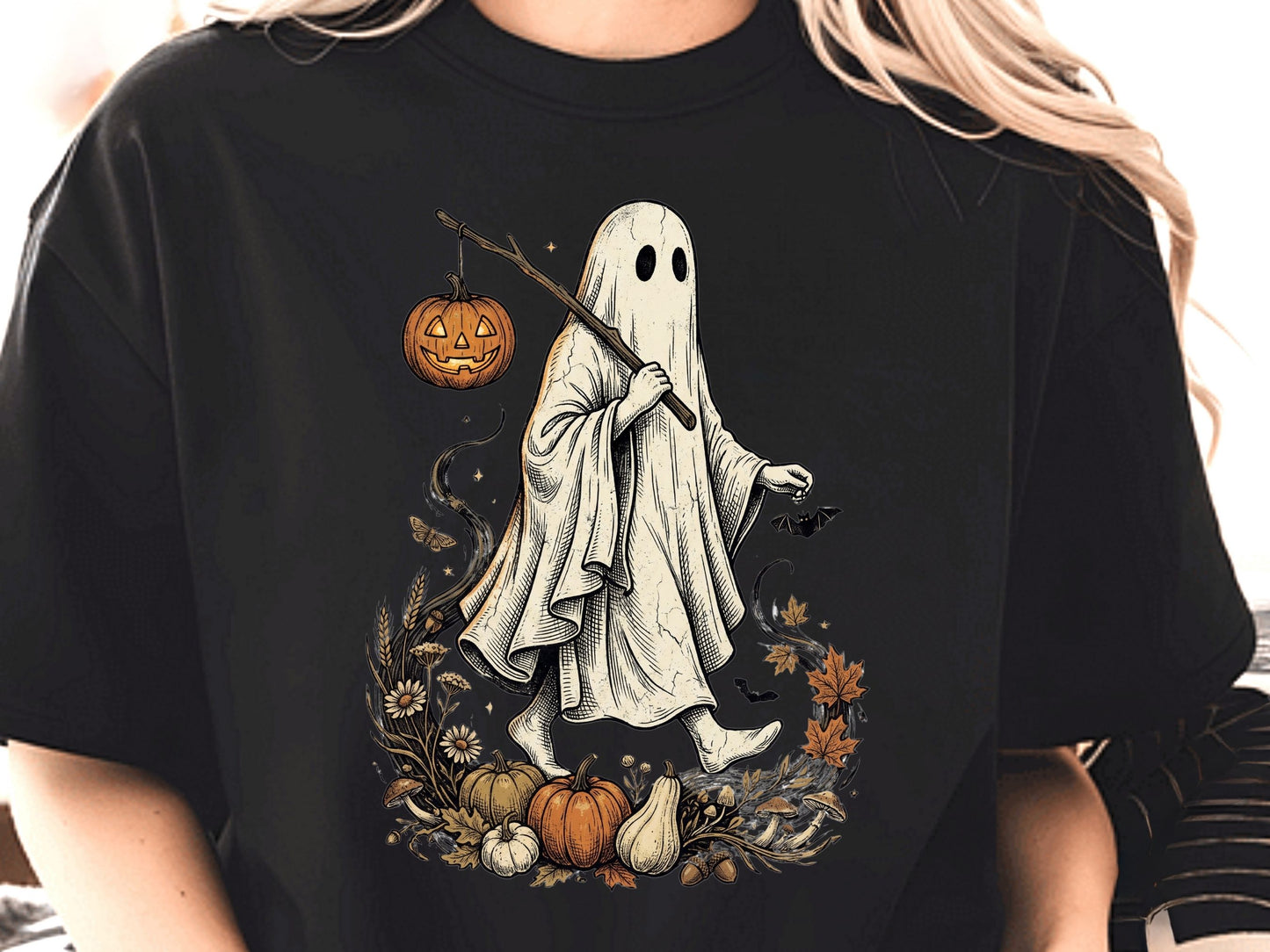 Wandering Lantern Ghost T-Shirt | Vintage Halloween Tee