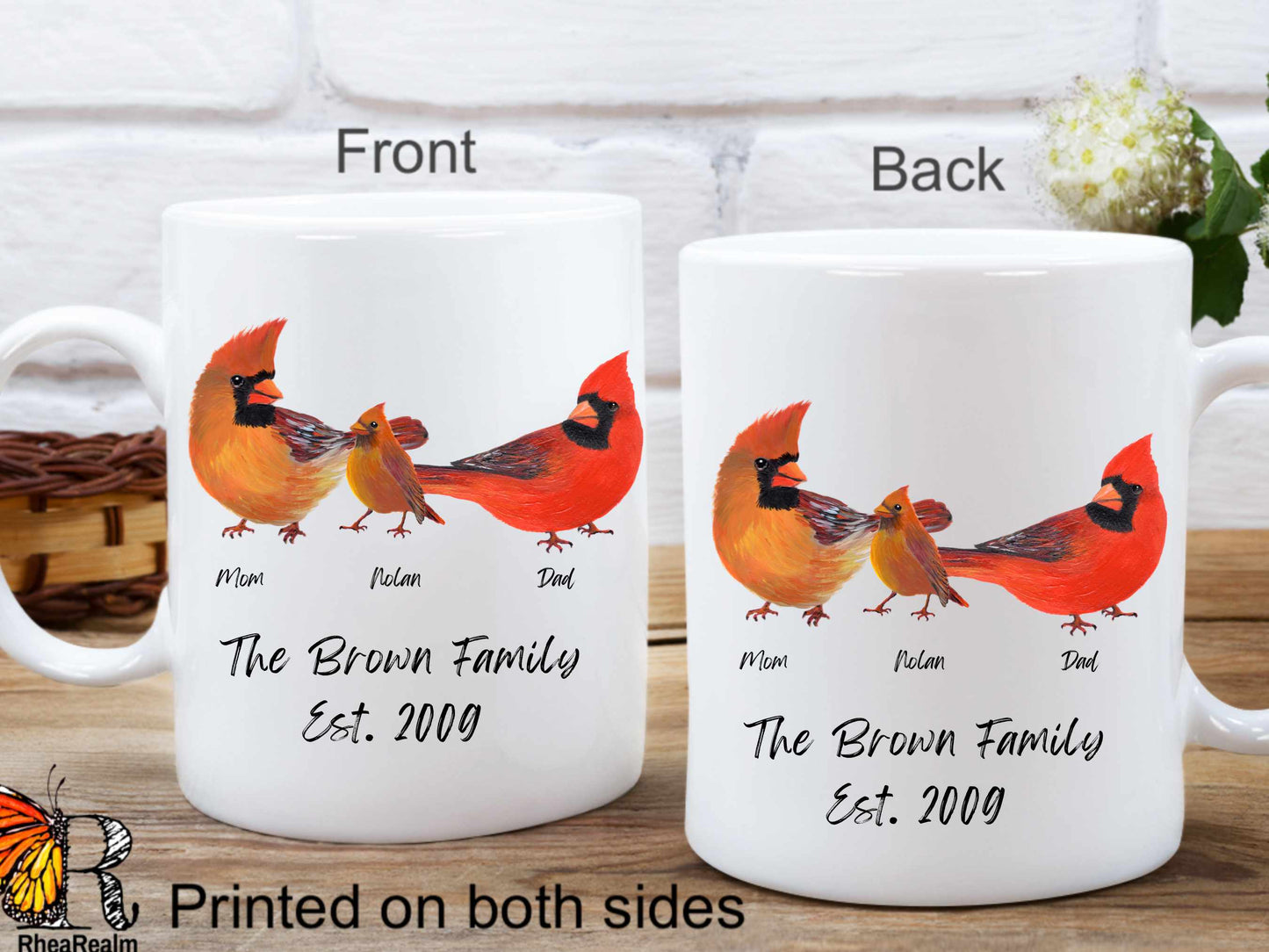 Personalized Cardinal Bird Family Mug