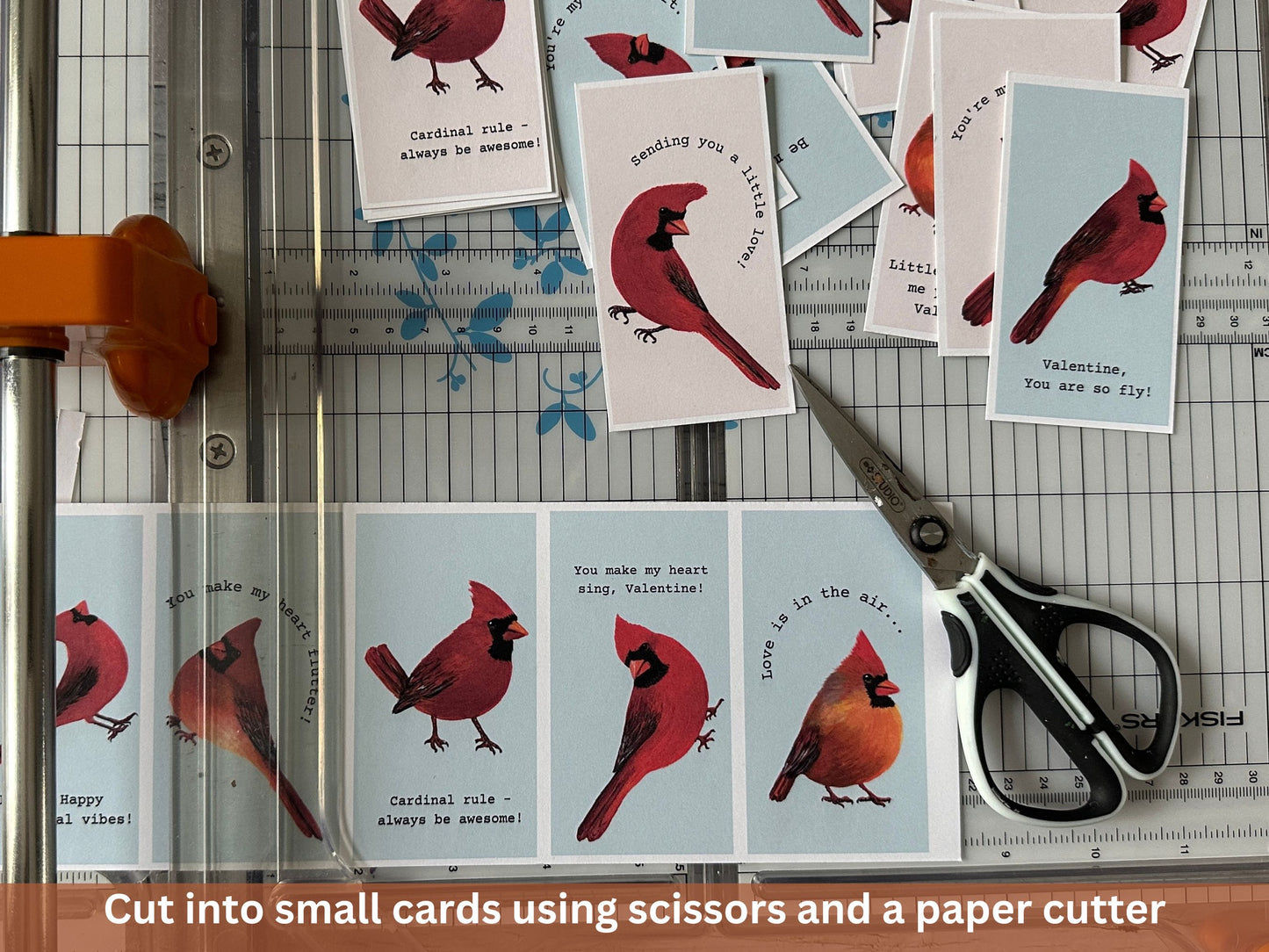 20 Mini Red Cardinal Bird Valentines Cards for School Kids (Digital Download)