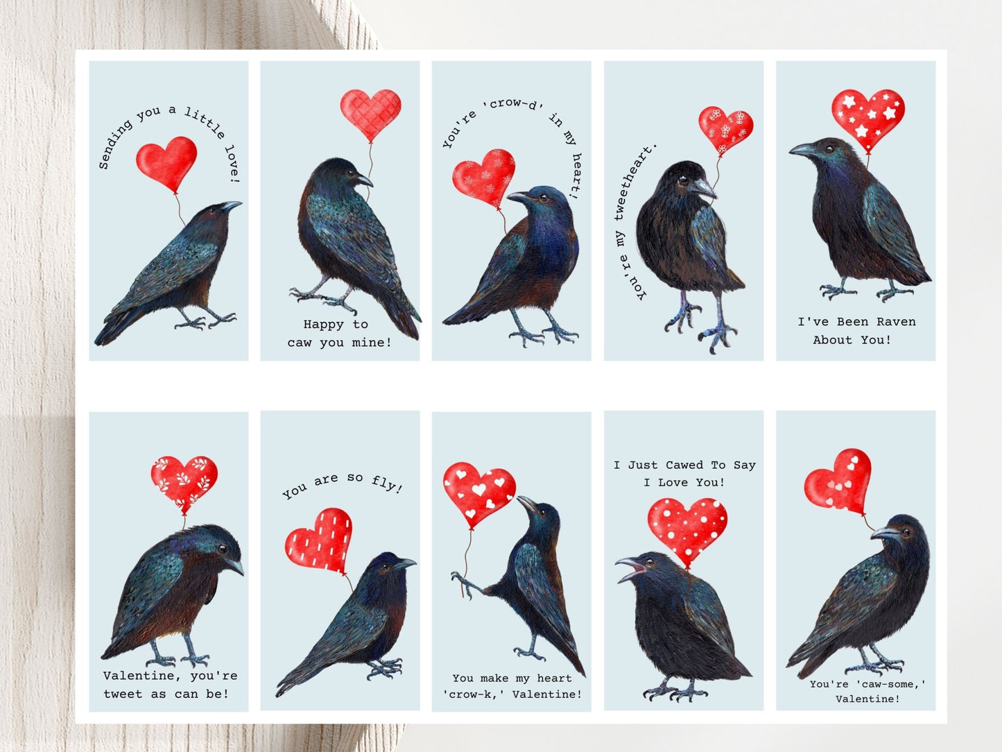 20 Min Crow Valentines Cards