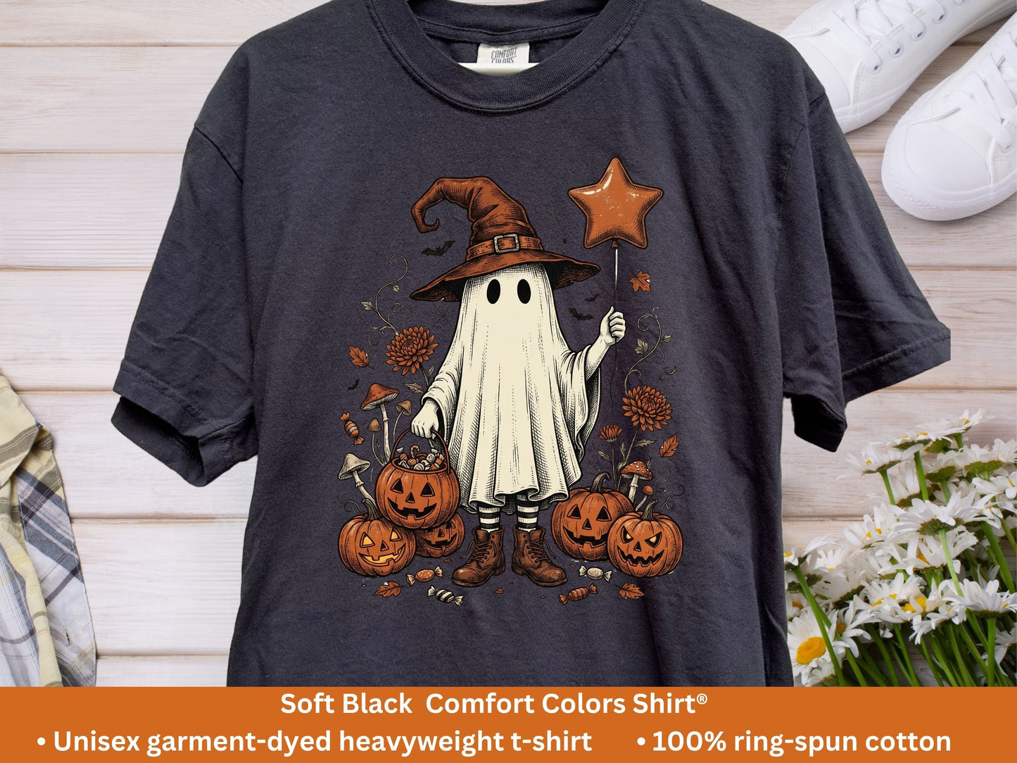 Trick-or-Treat Witch Ghost T-Shirt | Vintage Halloween Tee