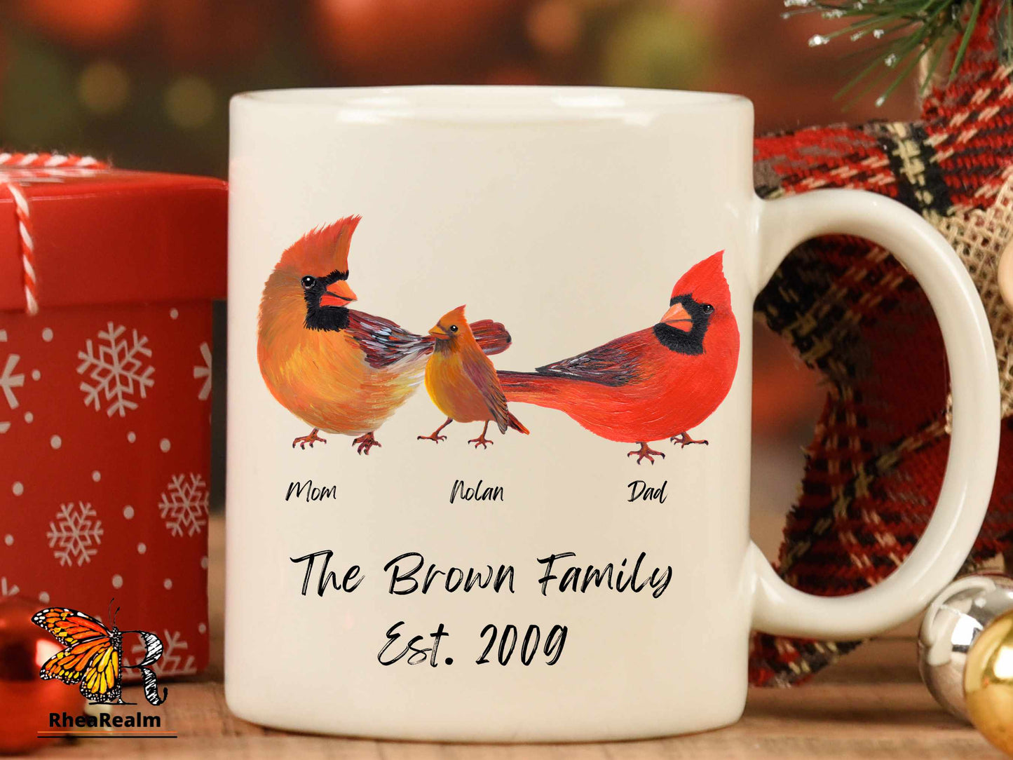 Personalized Cardinal Bird Family Mug