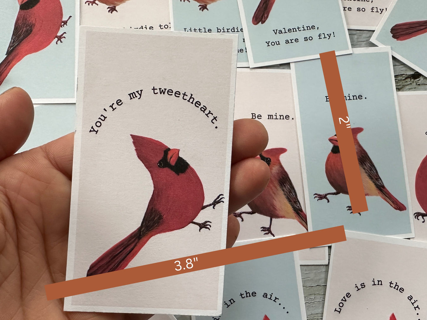 20 Mini Red Cardinal Bird Valentines Cards for School Kids (Digital Download)