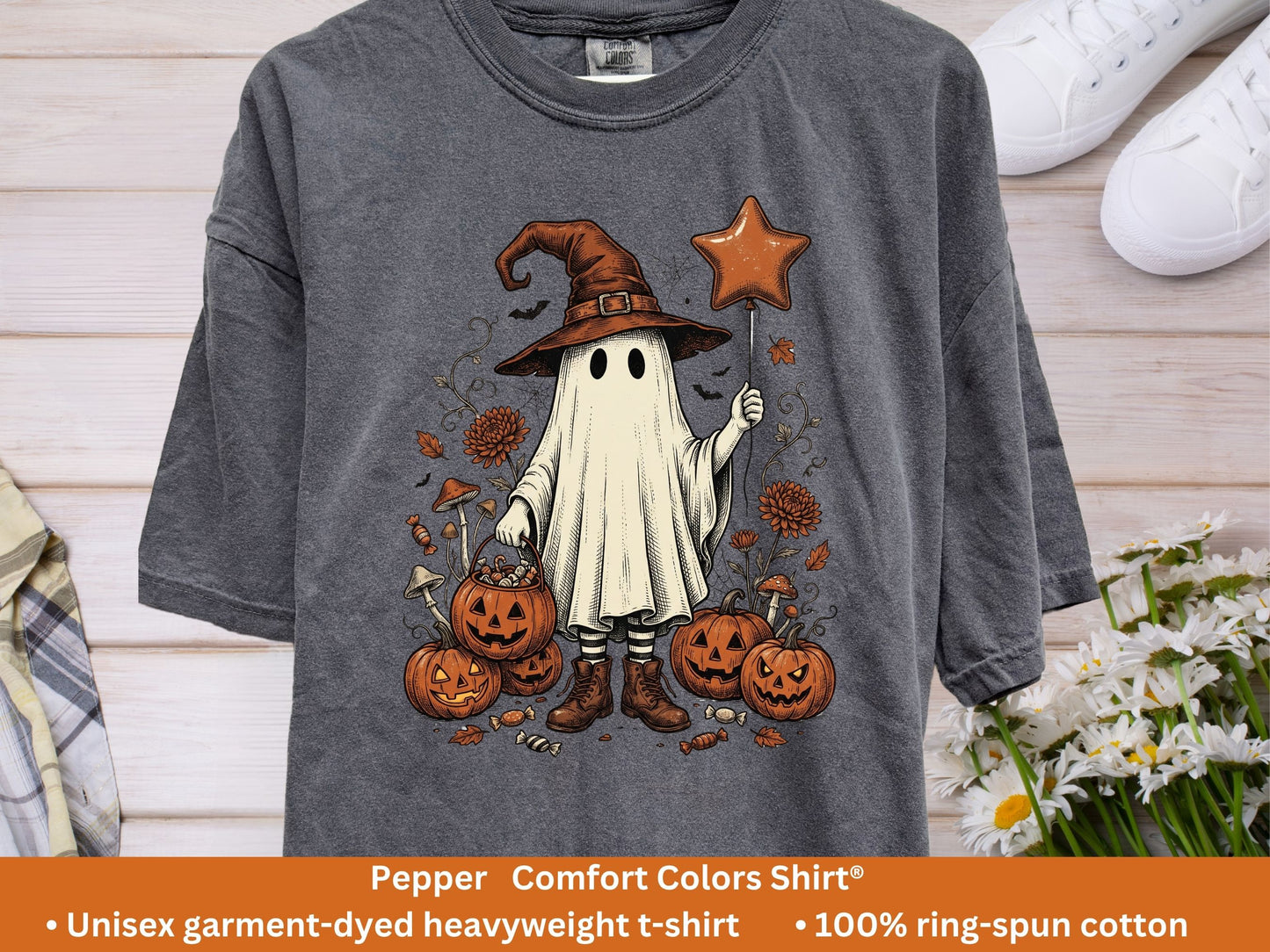 Trick-or-Treat Witch Ghost T-Shirt | Vintage Halloween Tee