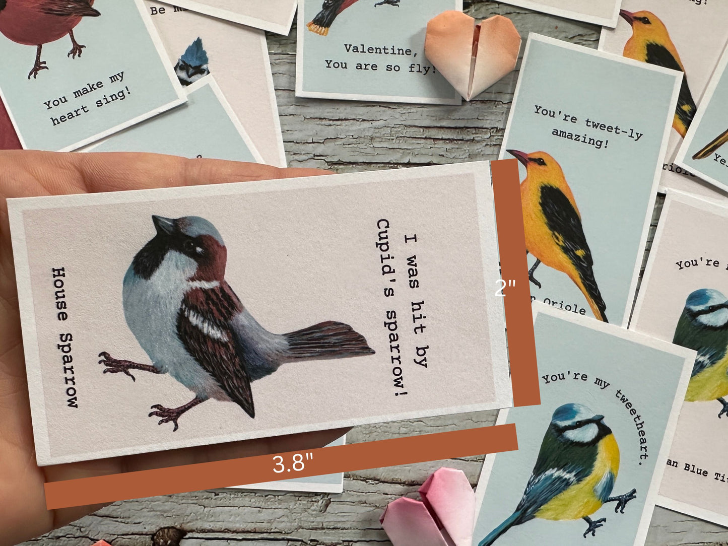 20 Mini Bird Valentines Cards