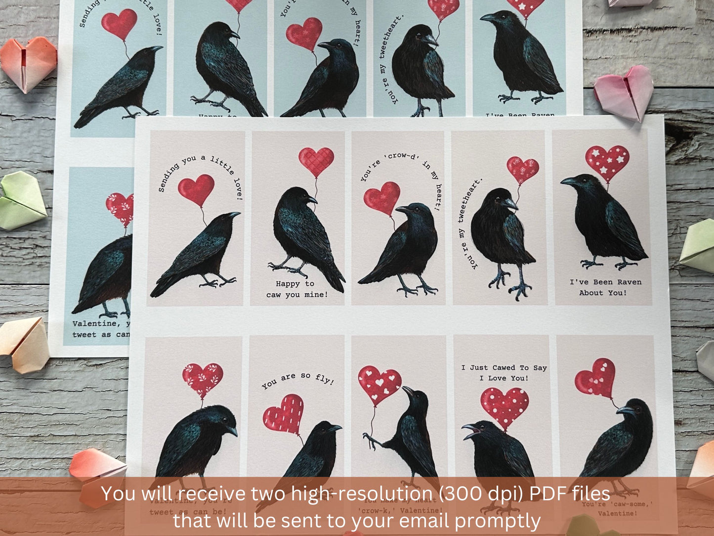 20 Min Crow Valentines Cards