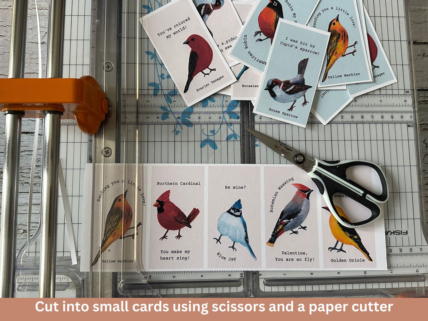 20 Mini Bird Valentines Cards