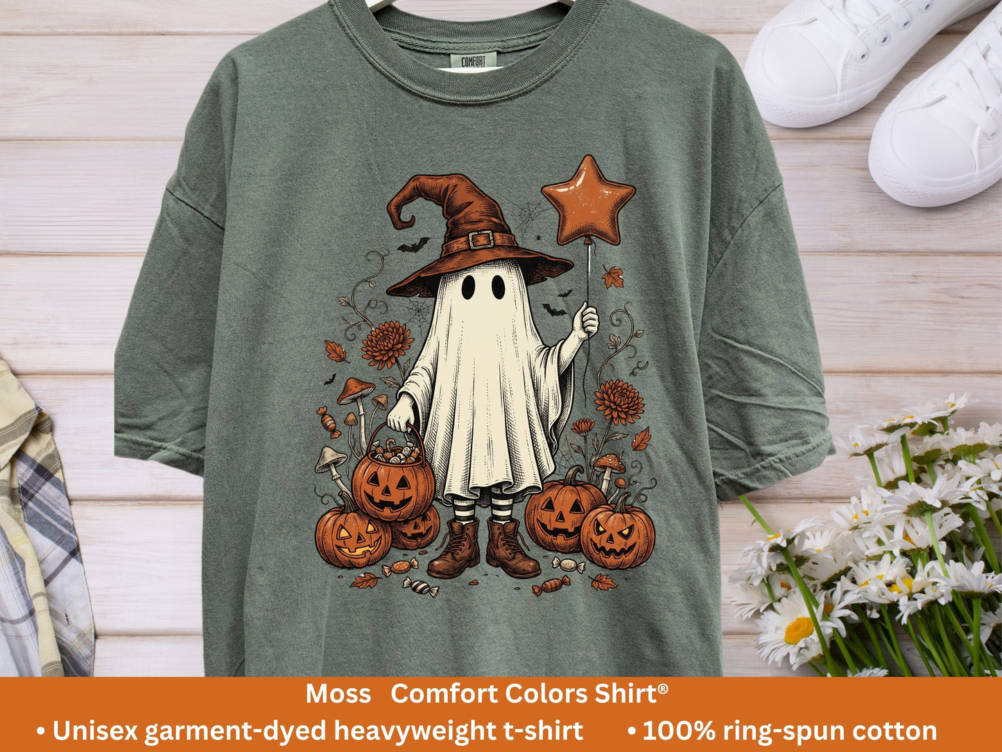 Trick-or-Treat Witch Ghost T-Shirt | Vintage Halloween Tee