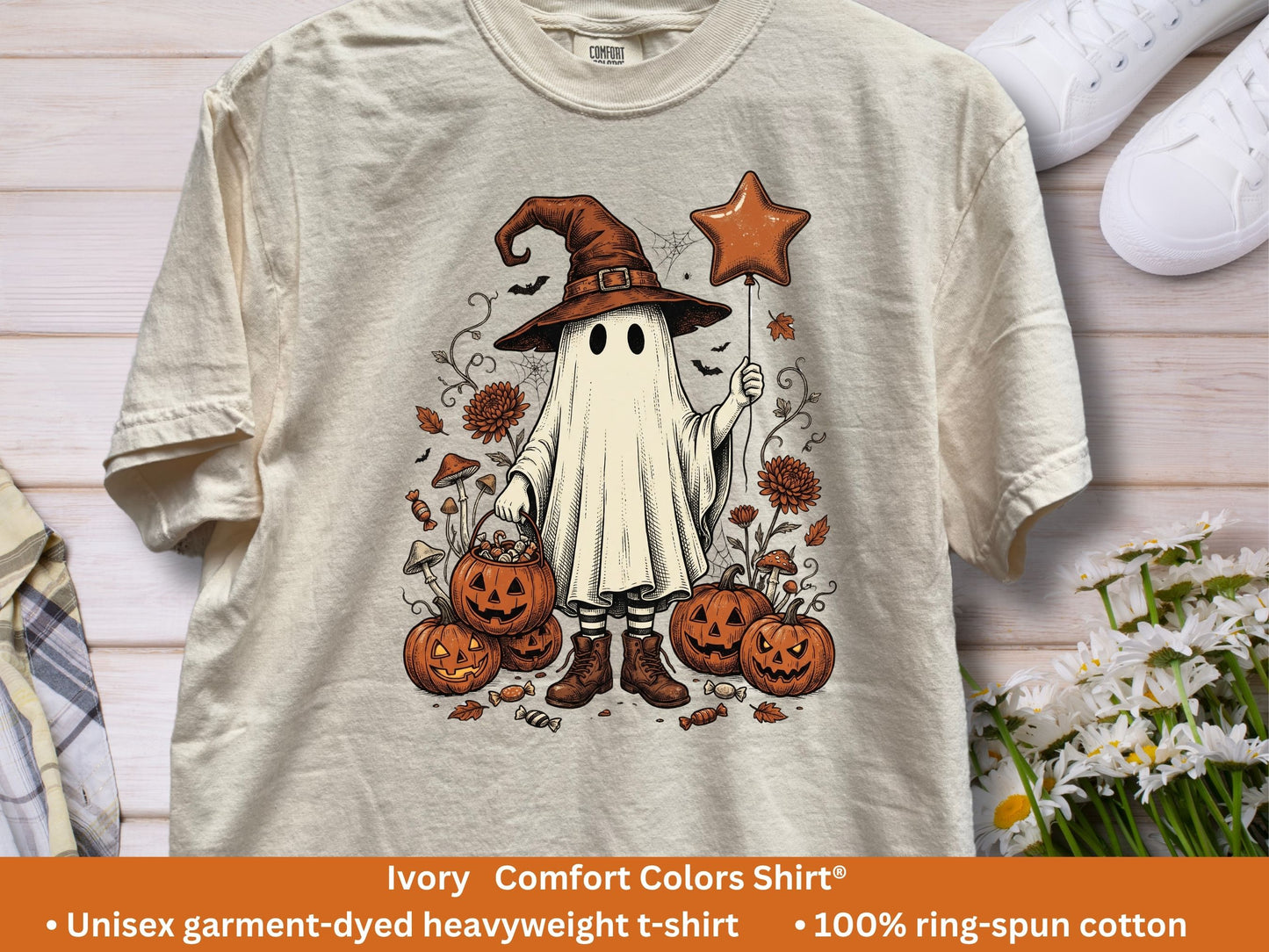 Trick-or-Treat Witch Ghost T-Shirt | Vintage Halloween Tee