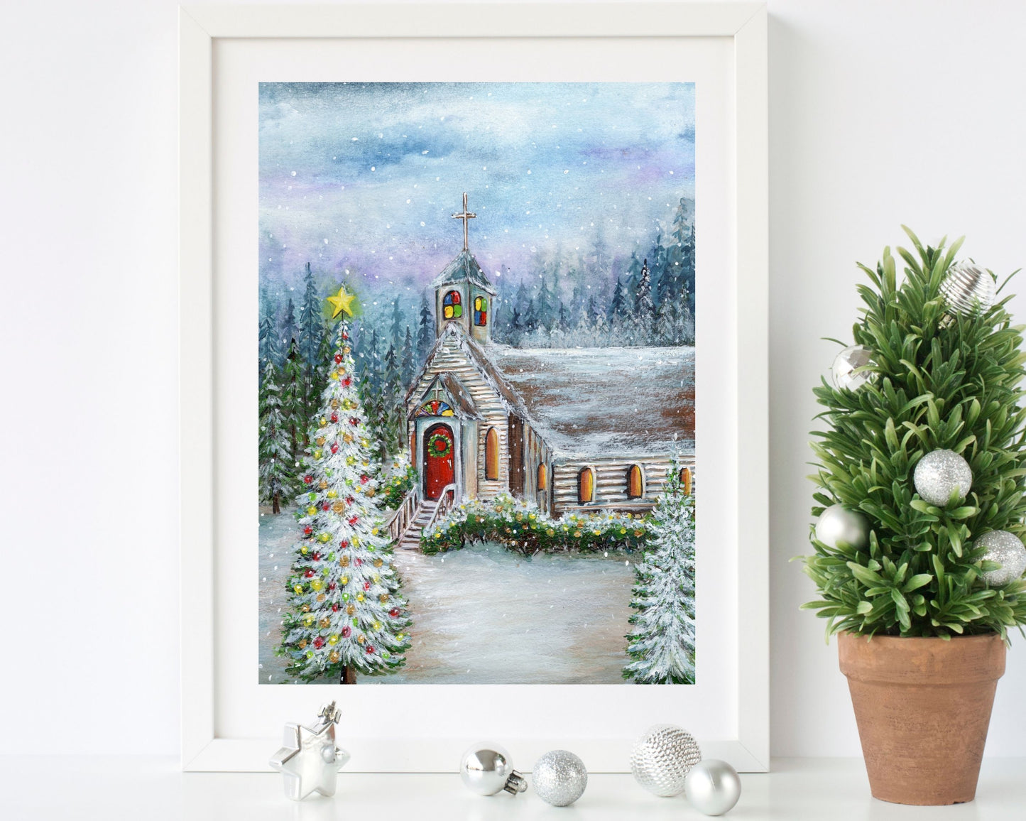 Christmas Country Church Print