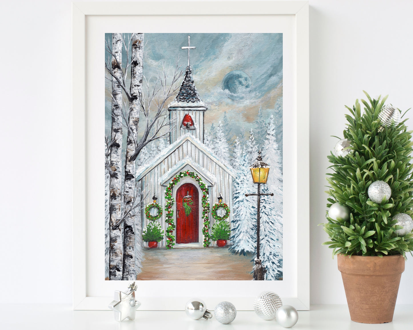 Christmas Country Church Print