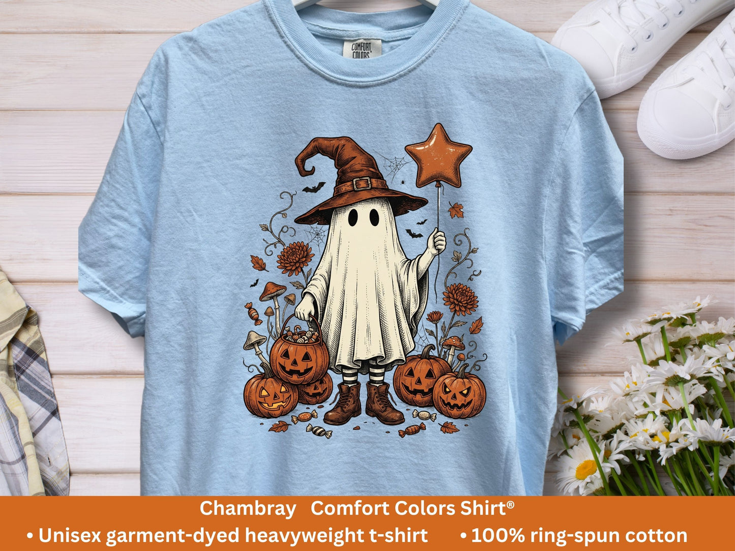 Trick-or-Treat Witch Ghost T-Shirt | Vintage Halloween Tee